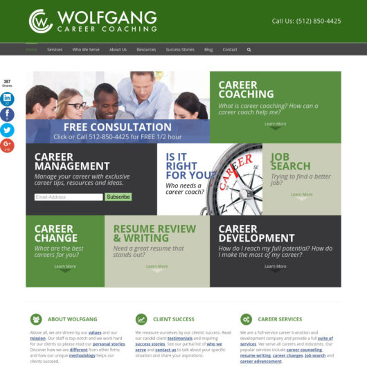 Wolfgang Career Coaching WordPress theme design portfolio image